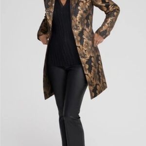 Chico’s Floral Jacquard Topper, black and gold